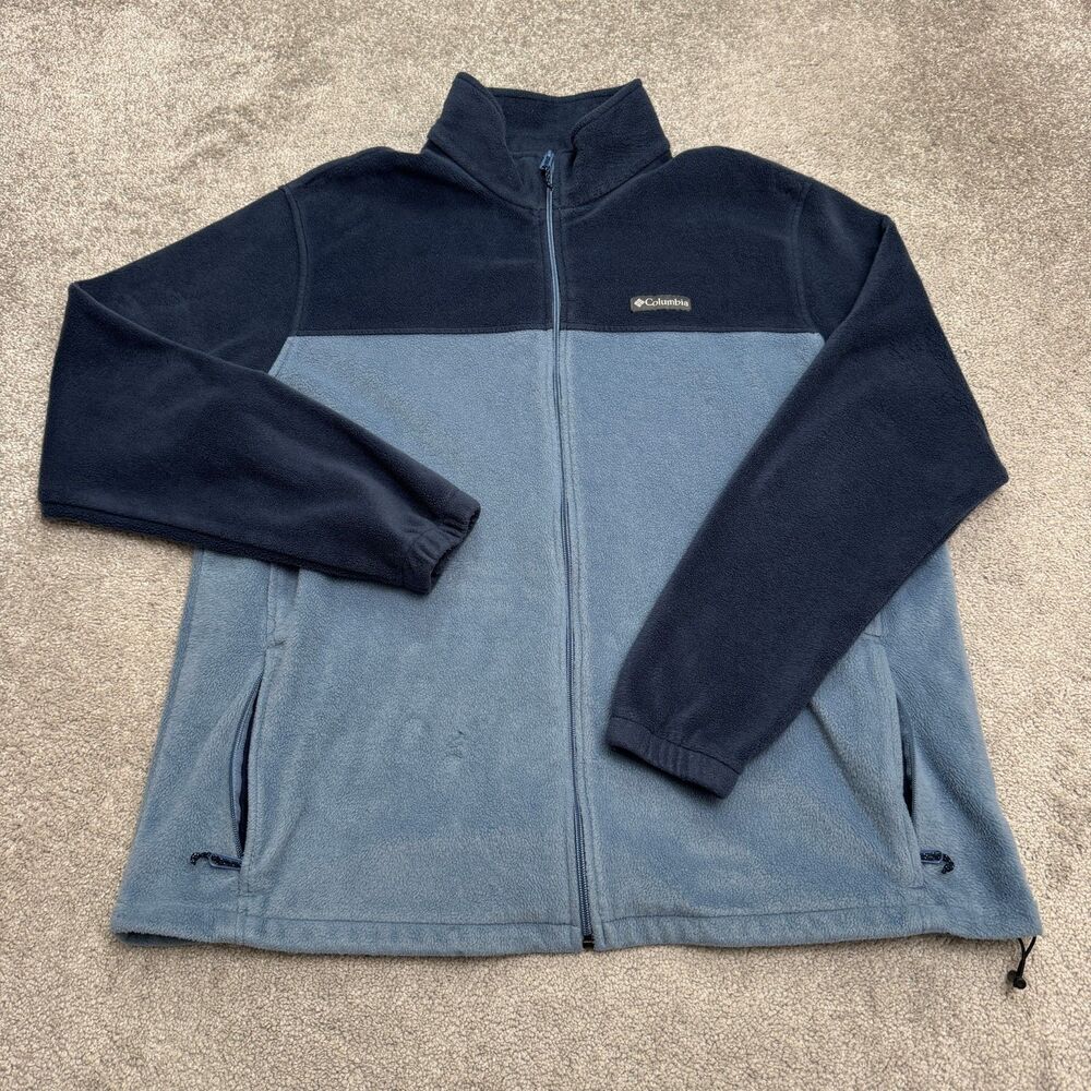 Columbia Steens Mountain Fleece Jacket Mens 3Xl Tall Blue Colorblock Outdoor